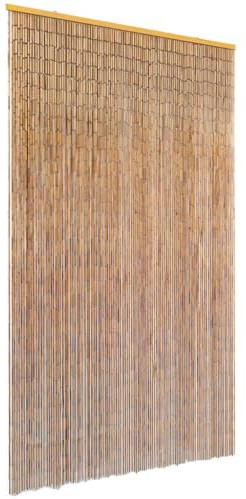 puraday Innere Vorhänge 120x220 cm Braun Mit 120 feinen Bambussträngen Türvorhang aus Bambus für Terrassen Balkone Wohnungen Raumgestaltung Gardinen für Privatsphäre und Wärmedämmung