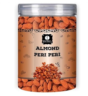 EDZZEL Peri Peri Flavored Almonds - Spicy Roasted Snack Nuts, Crunchy and Bold Taste