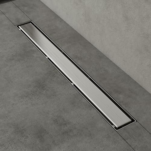 Mai & Mai Canaleta de Ducha de Acero Inoxidable sifón de desagüe para Cuarto de baño Rectangular, Canal de Drenaje Cromo de 70cm con dispositivo desodorante y filtro de pelo 35L/min KE110