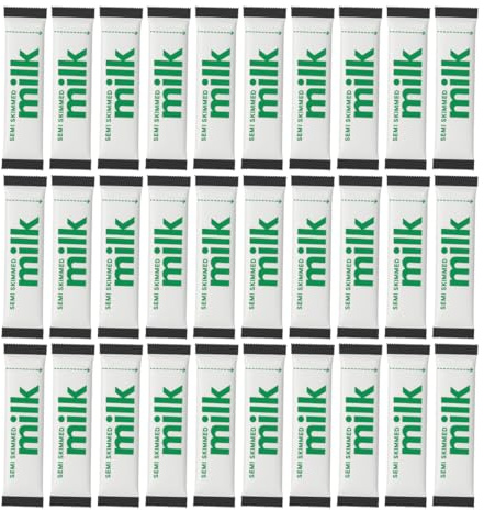 30 x Milk In A Stick - UHT Semi Skimmed Milk Sachets - 10ml Each. Ideal for Travel, Camping, Work, Hotels and Airplanes - WoodzyCo Exclusive