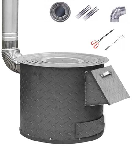 Holzofen Outdoor Nahtloses Schweißen CampFeuer Zeltofen mit Kaminrohr für Camping, Outdoor, Zelt(62 * 50cm)