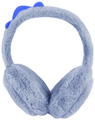 TINAYAUE Dinosaur Kids Earmuffs - Fuzzy Cute Animal Warm Ear Covers, Foldable Winter Cartoon Faux Fur Ear Muffs for Boys Girls Teens Students Cycling Skiing Riding School