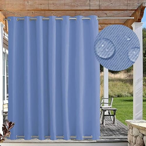 Outdoor-Pavillon-Vorhang, wasserdicht, winddicht, blickdicht, für Terrasse, hochwertiger, dicker, lichtbeständiger Stoff, mit Ösen, oben und unten, Blau, B 84 x H 52 cm