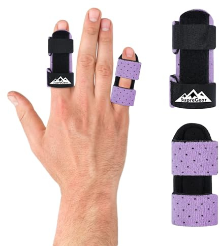 supregear Férulas para Dedos, Paquete de 2 Universales para Enderezar y Soportar Dedos Rotos y con Disparador, para Medio, Índice, Anular y Meñique, Púrpura Claro