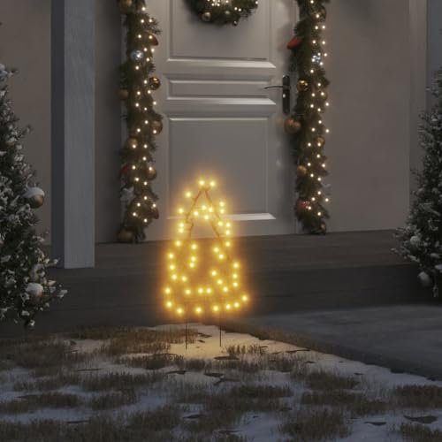 IKAYAA 3 STK LED Gartenstecker Weihnachtsbaum Tanne 60cm 80 LEDs Warmweiß Innen/Außen Metall LED Weihnachtsbaum Dekoration Outdoor Weihnachtsdeko Tannenbaum beleuchtet Lichterbaum