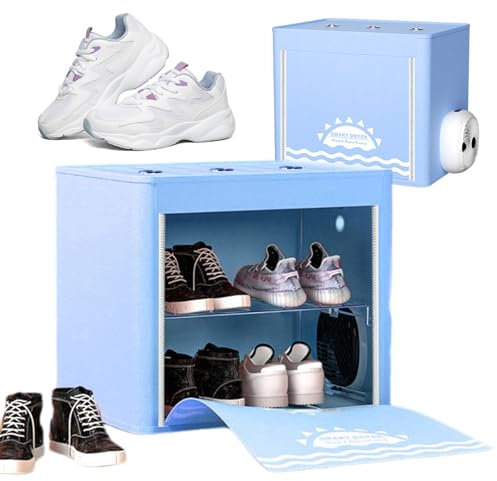 370W Electric Boots Dryer, Foldable Design & Quick Drying Electric Shoe Dryer with 12H Timer Modes, Portable Shoe Organizer, 360° Constant Temperature Drying, for Shoes, Gloves, Hats, Socks blue