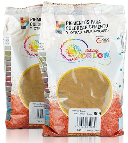 Easy Color KITS dos bolsas de 750 g pigmento Marrón 609. Pigmento para cemento, mortero y hormigón