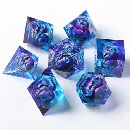 DND tärningsset draköga polyester harts spelkub skarpkantad D & D rollspel tärning för dungeons and dragons RPG MTG Ttrpg pathfinder rollspel D20 D12 D10 D8 D6 D4 med presentförpackning