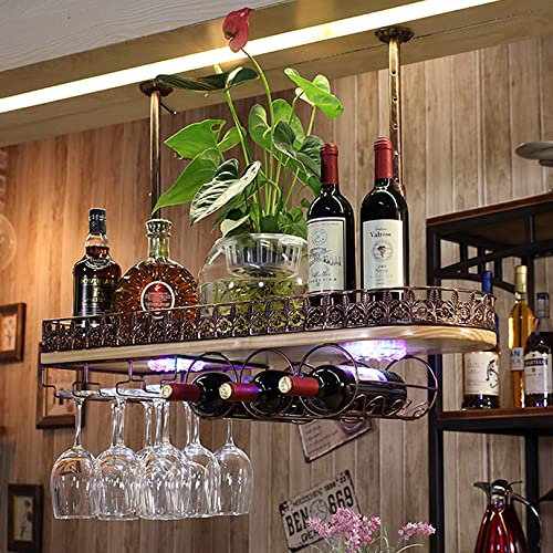 Portabicchieri da soffitto con 2 luci, regolabile in altezza, da appendere, per bar, caffetteria, cucina