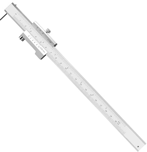 8 inch Metal Scriber Caliper, Accuracy of 0.05 mm Dual Scale Parallel Crossed Stainless Steel Sheetmetal Scribe Tool Scribing Steel,Wood, Marking Gauge with 2 Carbide Scriber/Needle Metal Scribe Tool