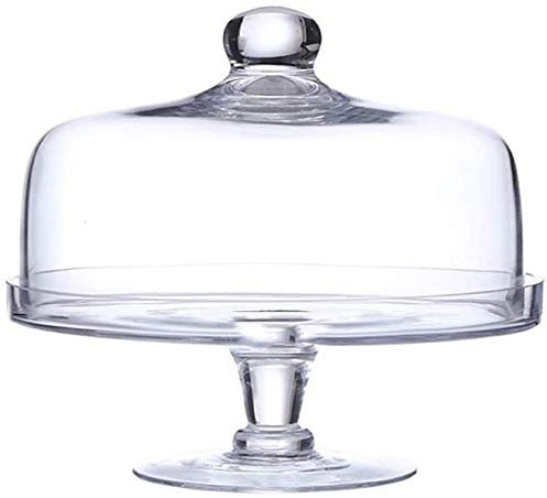 Alzata per Torta in Vetro Trasparente con Cupola, per Dolci, Pasticceria, Pane, espositore per cioccolatini, Contenitore Multifunzionale per Cucina (Dimensioni: 24 cm) (24 cm)