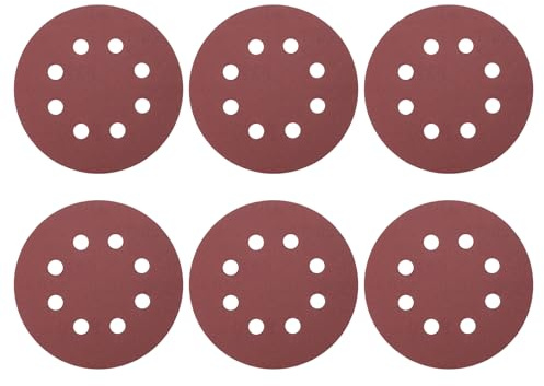 sourcing map 20Pcs 5Inch Sanding Discs 320Grit Red Aluminum Oxide 8 Hole | Hook and Loop Sandpaper Orbital Sander Sandpaper for Woodworking Automotive Metal Polishing