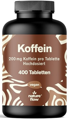 Cafeina Alta Potencia – 400 Comprimidos – 200 mg de Cafeína por Comprimido – Vegano – Producido en Alemania – Sin Gluten – Analizado en Laboratorio