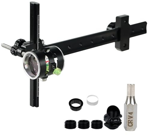 ZSHJGJR Bogenvisier für Compoundbogen Visier Scope mit Linse - 4X Vergrößerung Bogensport Sportvisier 8 Visiere Peep Sight Linse Blenden Links/Rechtshänder