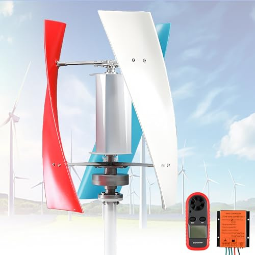EpyGnom Generador de Turbina Eólica en Espiral 5000W, 12V 24V 48V 110V 220V Portátil Aerogenerador Eolico con Controlador MPPT, 3 aspas, para Terraza Caravana Chalet Barco 3Color-24V