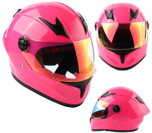 Casco Integral para Moto Infantil con Visera para Niños Y Niñas De 3 A 10 Años, Homologado Según La Norma ECE 22.06 G,L/(51~52cm)