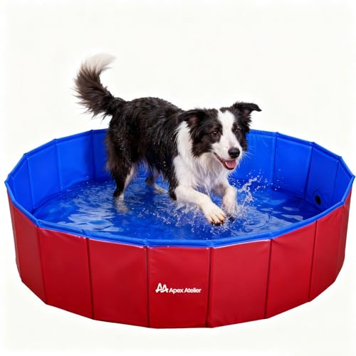 AAApex Atelier Foldable Pet Swimming Pool, 40 x 12 Non-Slip Collapsible Dog Bath Tub, Portable Outdoor Swimming Pool