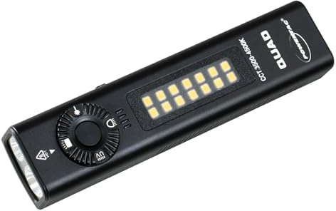 PowerTac Quad 2000 Lumen Flashlight, 4-in-1 Flat Design | USB-C Rechargeable, Multi-Light EDC Light