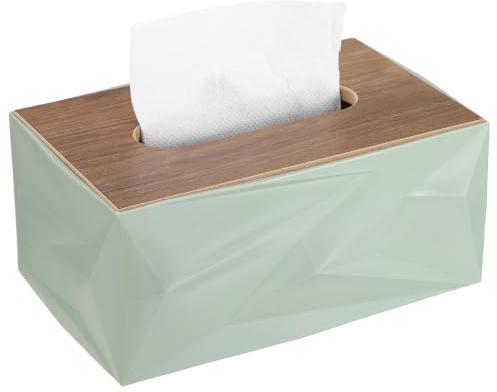 QUARKZMAN Cubierta De Caja De Pañuelos De Plástico 8.1x5.1x3.6 Verde | Portapañuelos Rectangular, Estilo Diamante Decorativo, Para Baño Tocador Dormitorio Oficina Casa Mesa De Noche Auto