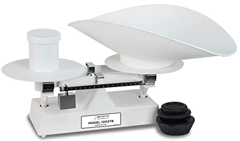 DETECTO 1002TB Mechanical Baker's Dough Scale, 8 lb x 1/4 oz Capacity, White Baked Enamel Finish, Includes Scoop and Weight Set