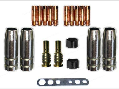 Verschleissteile Set MB14 MIG/MAG mit Gasdüsen, Düsenstöcken, Stromdüsen für MB 14, SB 14, TBI140, Tops 140 Brenner und viele andere… (0,9 mm)