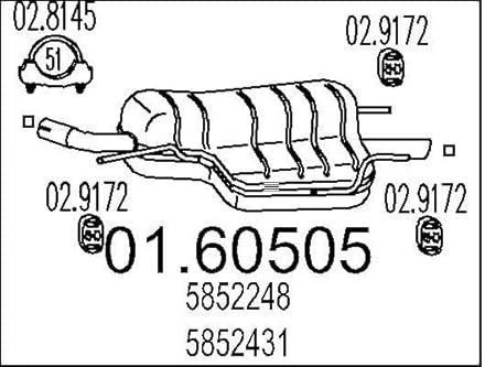 MTS 01.60505 Endschalldämpfer Kompatibel mit OPEL Astra G CC T98