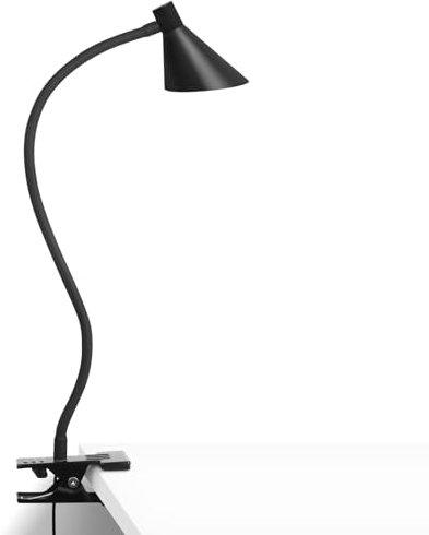 Lzonunl Desk Lamp Clip Light,3 Light Modes 5 Dimmable Brightness Book Reading Light, Eye-Caring Bedside Lamp, Flexible Neck Table Clamp Lamp for Office, Bedroom, Work, Study(Black)