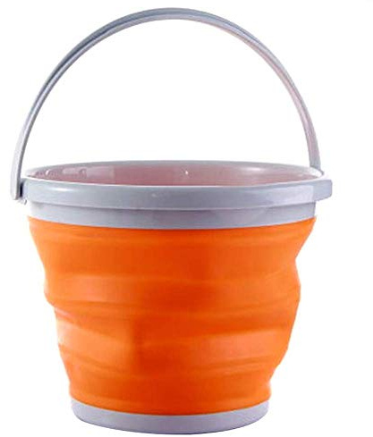 Ausuky Foldable Silicone Round Bucket Household Cleaning Portable Folding Bucket Go Out Picnic Bucket (5L,Orange)