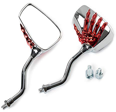 Paar Motorradspiegel Lenker Motorrad M10 + M8 Adapter Rot Custom