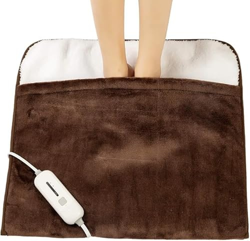 Gintao Electric Heated Foot Warmers for Men and Women,Foot Heating Pad Electric with Fast Heating Technology,Heating Pad Feet Warmer Auto Shut Off with 3 Temperature Setting,22×20 inches,Brown