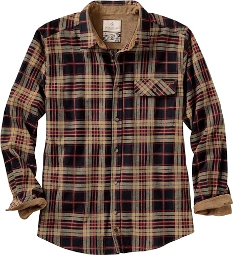 Legendary Whitetails Herren Buck Camp Flanell, Langarm-Karohemd mit Knopfleiste und Cordbündchen, L