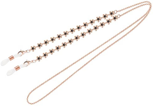 DNLKWGO Stilvolle Brillenkette Metall Brillenschnur Blume Stil Sonnenbrillenband Halter für Frauen, rose gold, One size