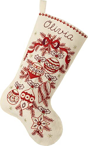 Bucilla, Classic Christmas 18 Felt Applique Stocking Making Kit, Perfect for DIY Needlepoint Arts and Crafts, 89532E