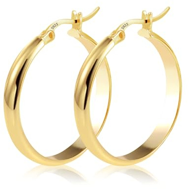 ALEXCRAFT 14K Gold Hoop Örhängen Stora för kvinnor Guldpläterade Chunky Hoop Örhängen Present för kvinnor Flickvän Mamma Tjej