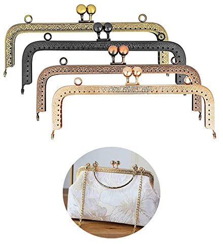Taschenrahmen Metall Taschenrahmen Taschenbügel Vintage Geldbörsenverschlüsse Taschenrahmen Kuss Verschluss Rahmen Portemonnaie Verschluss für DIY Handtasche Machen Nähen Handwerk(4 Farben)