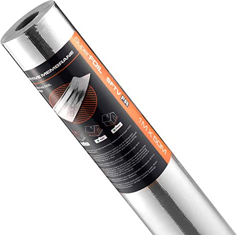 SuperFOIL SFTV FR Reflective Membrane 1m x 50m - Energy Saving Foil Sheet - Fire-Rated 2-in-1 Sustainable Reflective Radiant Barrier & Waterproof Vapour Barrier VCL for Home & Auto