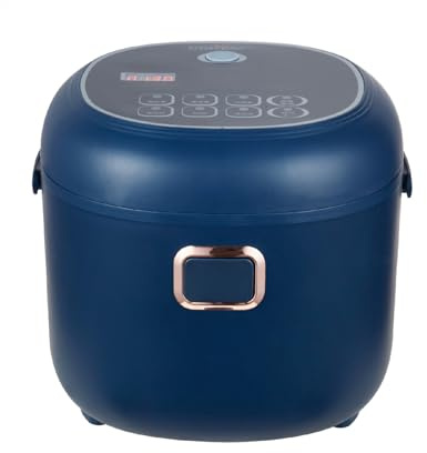 AMIEROUS Mini olla arrocera portátil de 12 V/24 V/110 V, 2 L, 24 horas, mantiene el calor, pequeña con bandeja de vapor, picnic, camping, viajes, para coche/camión/hogar (azul)