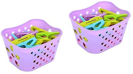Cabilock 60pièces Pince à Linge Plastique avec Panier Clips De Linge Solides Pince Coupe-Vent pour Laverie Photos Arts Et Métiers Affichage De Décorations Couleurs Aléatoires