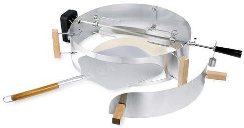 MOESTA-BBQ 10242 Smokin' PizzaRing XL Rotisserie-Set - Elektrischer Spießdreher für Kugelgrill Ø 50 cm, Batterie Motor
