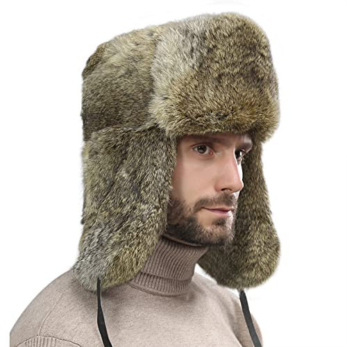 JIAHG Herren Winter Fliegermütze Trappermütze Winddicht Wintermütze Earflap Warm Kunstfell Pelzmütze Männer Fellmütze Russenmütze Ohrenklappe Schneekappen