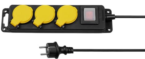 ITENSE - Bloc multiprise, Bloc multiprise 3 Prises - Bloc 3 Prises étanche - 16A - avec Interrupteur - Câble HO5RN-F 3G1mm² - Longueur câble: 0.85m - Tension: 230V - Puissance Max: 3680W