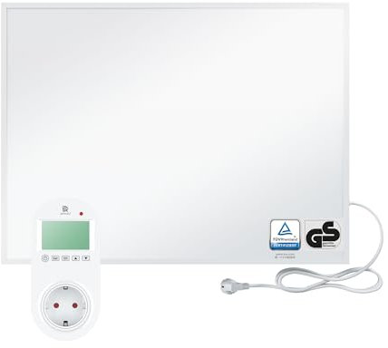 BR Bringer Infrarotheizung 450 Watt - mit Steck-Thermostat - Infrarot Elektroheizung Energiesparend - TÜV & GS - Deutsche Qualitätsmarke (weiß)