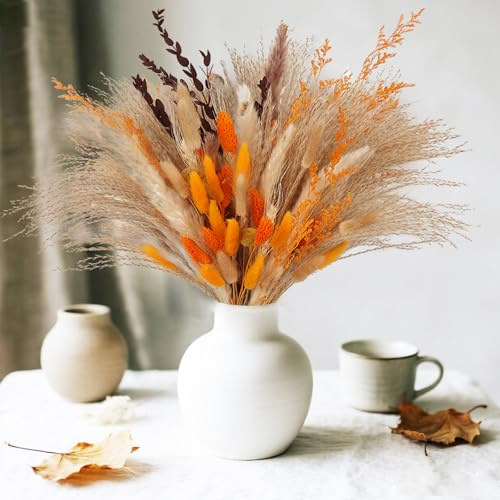 N&T NETING 104Pcs Pampas Grass Dried Flowers, Autumn Dried Flowers Bouquet