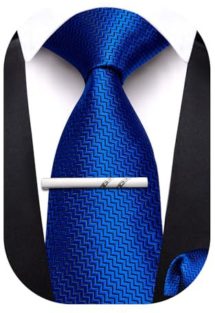 Barry.Wang Krawatte für Jungen, vorgebundene Kinder-Krawatte, Taschentuch, Clip-Set, Uniformen, Kinder-Krawatten für 8–14 Jahre, Hochzeitsfeier, Schmuck Blau, Einheitsgröße