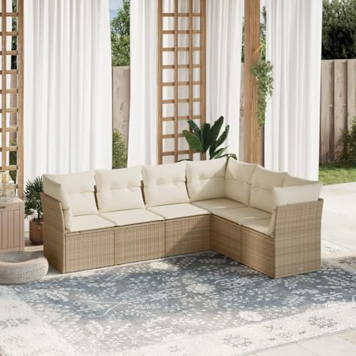 Gecheer 6-TLG. Gartenlounge Set Polyrattan, Balkon Lounge Set Klein, Terrassensofa Outdoor, Balkon Loungemöbel, Gartenmöbel Set, Sitzkissen, Poly Rattan