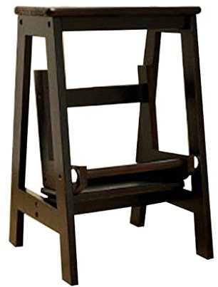 SORVA Tritthocker aus Holz für Erwachsene, aus Massivholz, Klapptreppe/Multifunktionaler Holzstuhl/Mobile Leiter/Doppelleiter (A)