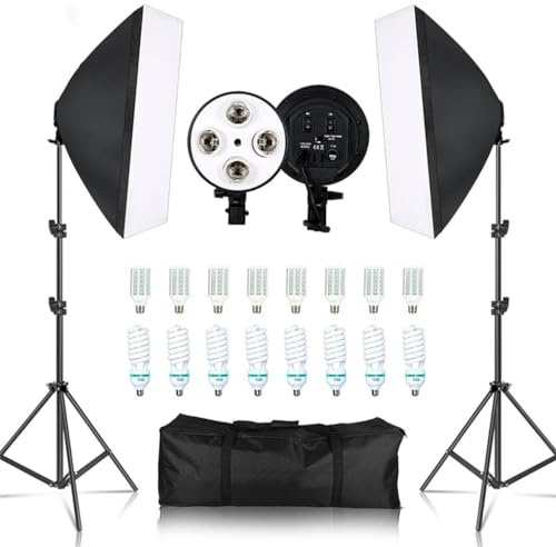 KCUZO Kit de Softbox de Cuatro lámparas, iluminación fotográfica, Caja Suave, iluminaciones fotográficas, Accesorios for Fotos de cámara