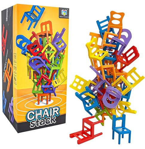 JWTRSVTY Stapelstuhl-Spiel, Mini Stuhl Balance Spielzeug, Lustige Sache Stapelspiel Stühle & Leitern, Gleichgewichtsspiel Für Ganze Familie