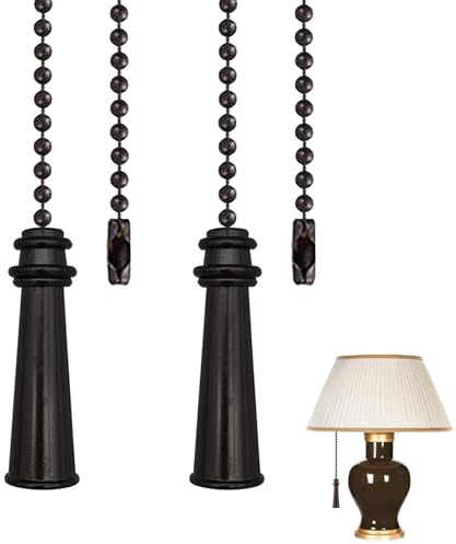 AYNKH 2 Pcs Black Retro Pull Cord Handle, Lighthouse-Shaped Cord Switch, Bathroom Light Fan Switch for Toilet Ceiling Light