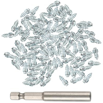 Autoreifen-Spikes – Winterreifen-Spikes, Schneemobil-Rad-Spikes | Wolframstahl 100X Radreifenspikes, Schneereifenspikes ATV-Reifenspikes mit Installationswerkzeug für Auto-LKW-Motorrad-ATV-SUV